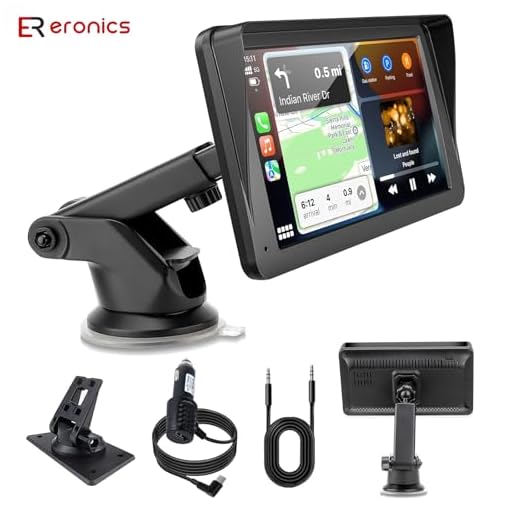 ERONICS Portable Carplay Android Auto Screen for Car, 7-Inch Wireless Portable Car Screen
