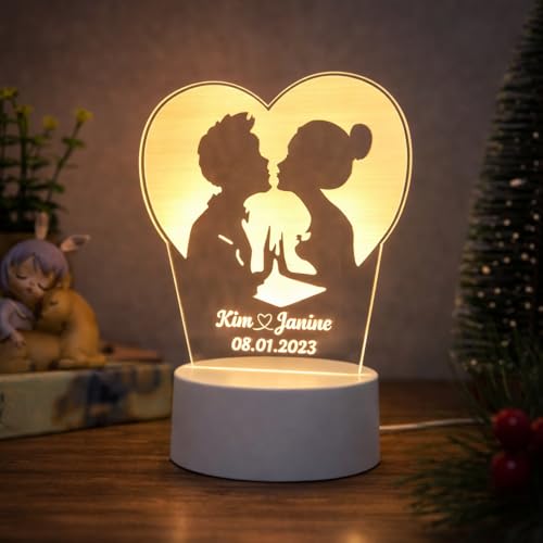 Image of Customized 3D Lamp for Couples - Personalized LED Night Light with Names, Unique Gift for Husband Wife, Custom Romantic Decor for Birthday, Wedding, or Valentine (Couple Lamp)