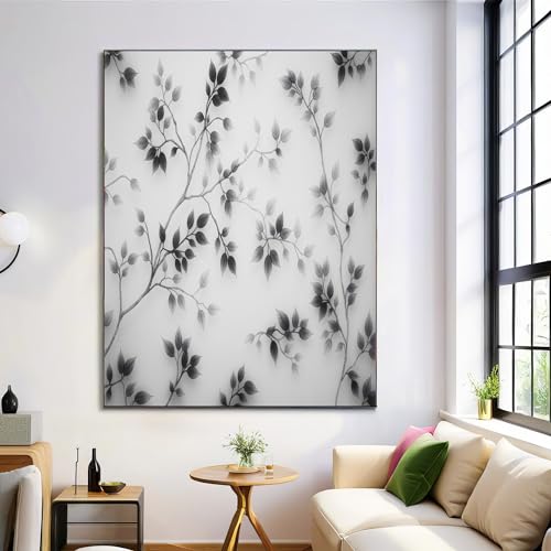 Decora paredes vacías con cuadros en lienzo de hojas y enredaderas pintura a tinta 60x90