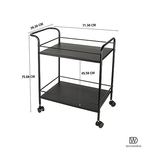 Image of DECOWORLD|| Premium Metal Kitchen Serving Trolley with Wheels|| Barcart Trolley, Serving Trolley, Utility Cart with Wheels for Kitchen, Dining Room, bar or Living Room