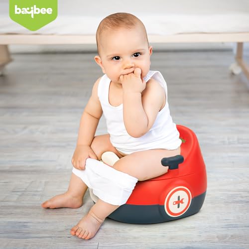 Image of Baybee 3-in-1 Baby Potty Training Seat | Comfortable & Safe Kids Potty Chair with Anti-Slip Toilet Seat, Removable Pot, Handles & Splash Guard | Potty Seat for Boys & Girls (Red)