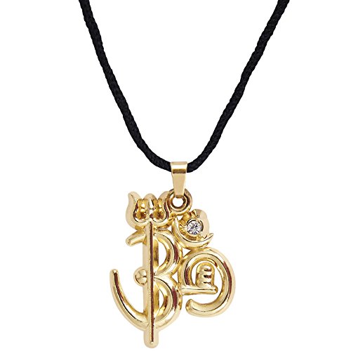 Shining Jewel Mahadev Om Trishul Shiv Ling Gold Unisex Pendant (SJ_2163)