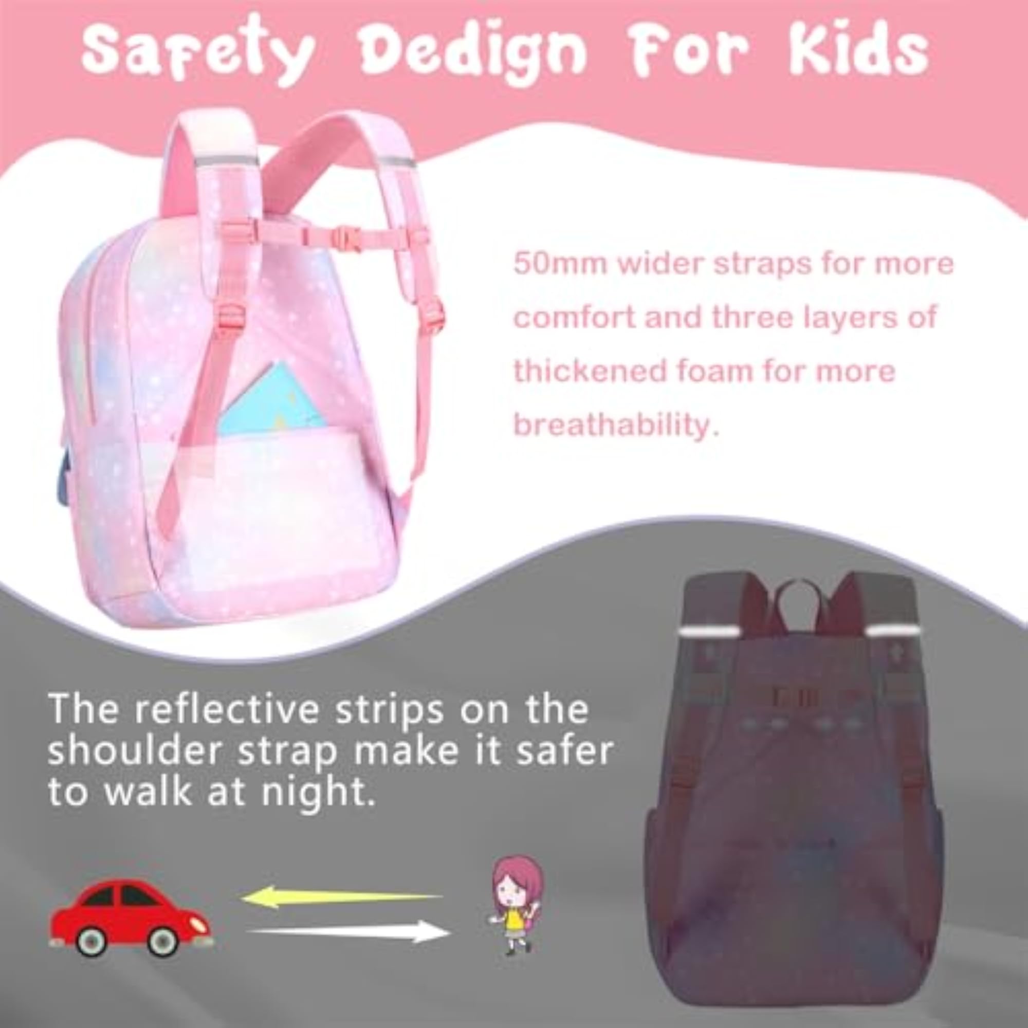 Water Resistant Durable Kids School Bag 6-12 Years