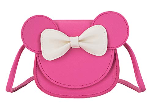 xperry Kids Little Girls Toddlers Mini Crossbody Shoulder Bag Coin Purse with Cute Mouse Ear Bowknot, Fushcia, One Size