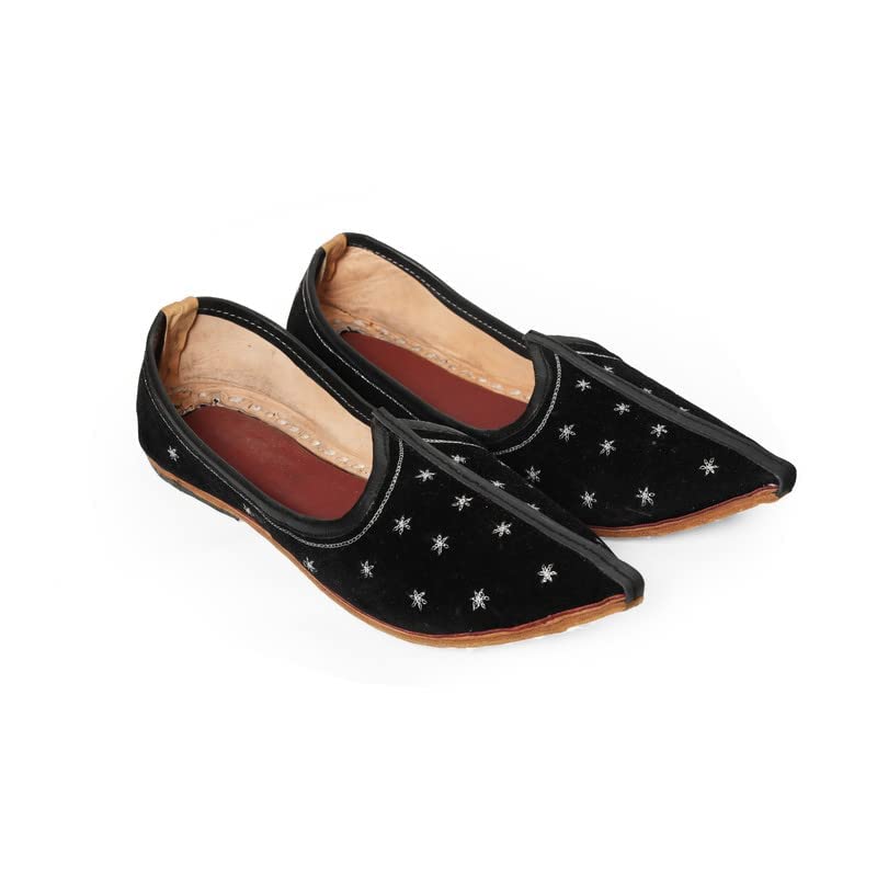 Yash&Co Black Valvat Star Mojari/Black Jutti-image-6