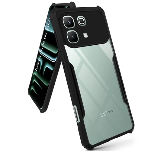 Image of Jkobi Hybrid Back Cover Case for Infinix Note 60 5G (Shockproof with Polycarbonate Clear Panel | Professional Black)