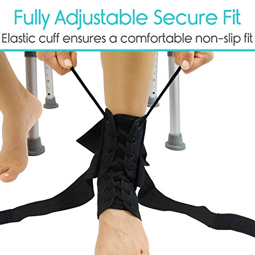 Vive Lace Up Ankle Brace - Men, Women Foot Support Stabilizer Compression Sleeve - Sprained Adjustable Leg Splint - Sprain Rolled Immobilizer Wrap Guard For Running, Volleyball, Basketball, Soccer (M) #TOP3
