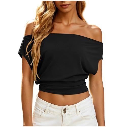 Dovidovi Women's Off The Shoulder Tops Y2k T Shirts Summer Going