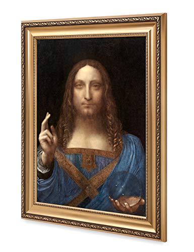 Decorarts - Portrait Of Christ In Salvator Mundi By Leonardo Da Vinci. Giclee Prints On Acid Free Cotton Canvas. Classic Art Reproduction In Fine Art Frame. Canvas Print Size: 20X30In Total Framed Size: 26X36" #TOP6