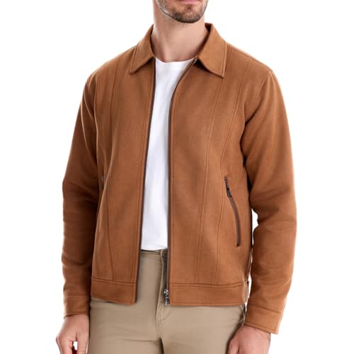 Classic Faux Suede Leather Jacket Men Turn Down Collar Lightweight Suede Men's Jackets2