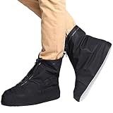 JEVRKAPZ Rain Boots Shoe Covers Waterproof for Men Women Shoe Protectors with Zipper Not-Slip Reusable Overshoes Galoshes for Hiking Climbing Camping Cycling Rainy Day (Black, XXL)