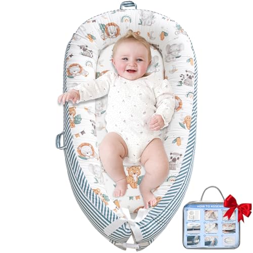 Image of BELIVIUM Newborn Baby Lounger for Playtime Activity Mat Tummy Time Pillow, Detachable 0-18 Months Infant Lounge Pad, Portable Baby Floor Seats & Loungers Must Haves Newborn Gifts