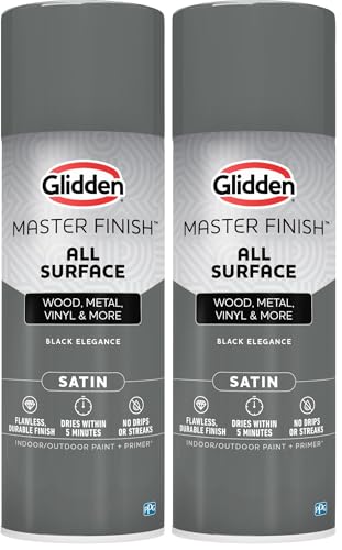Image of Glidden Master Finish 12 oz. Satin Black Elegance Interior /Exterior All Surface Spray Paint and Primer (Pack of 2)