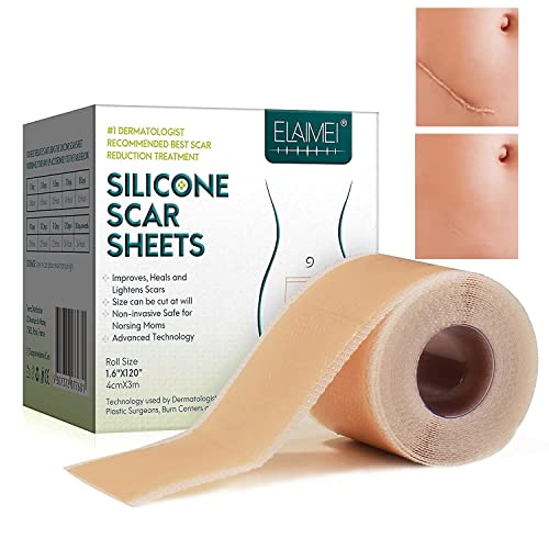 Silicone Scar Sheets Silicone Scar Tape Roll 1.6x 120(8 Month Supply) Soft Silicone Gel Scar Tape Reusable And Effective Scar Removal Sheets Scar Strips For C-Section & Keloid Surgery Burn Acne