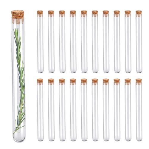 20x Tube à Essai en Verre 45ml avec Bouchon en Liège | Contenant à Dragées, Bonbons, Fleurs et Épices | Décoration et Souvenirs de Baptême, Mariage