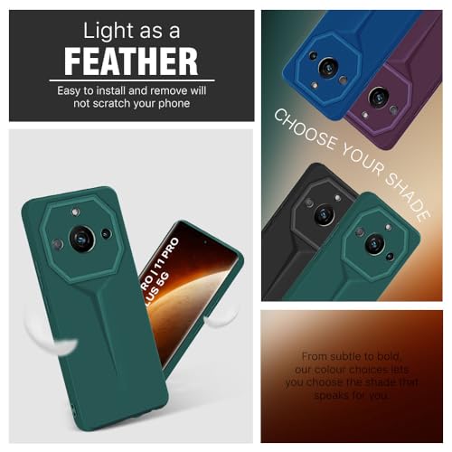 Image of WOW IMAGINE Back Cover for Realme Narzo 60 PRO | 11 PRO | 11 PRO Plus 5G | Blade Series Ultra Thin Case with Lightweight Design | Camera Protection | Soft Matte Silicone Flexible Mobile Case - Green