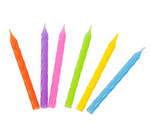 Jacent Multicolored Elegant Striped Birthday Candles, 24 Count per Package, 1-Pack