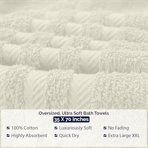 Image of DAN River 2 Pack Bath Sheets Extra Large 35x70, Large Bath Towels for Adults, XL Oversized Heavy Duty Towel Set, 600 GSM 100% Ring Spun Cotton, Soft Quick Dry, Ivory