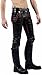 Classic Fit 5 Pockets Leather Pants for Men - Premium Biker Fashion Traditional Cowboy Western Pants (US, Numeric, 40, Regular, Regular, Standard, Black Red Strip)
