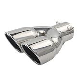 Colodor Tuyau d’échappement double embout - Sortie 7,6 cm - Longueur 8,1 cm - Acier inoxydable poli - Épaisseur 1,2 mm (Double paroi inclinée, bord roulé)