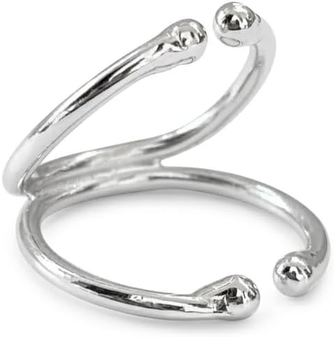 925 Sterling Silver Swan Neck Splint Ring, Adjustable Pip and Dip Joint Ring, Thin Double Band Design