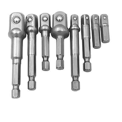 PANOVO 8Pcs Power Hand Tools Socket Adapter set, Nut Driver Power Drills Impact Socket Bit Hex Adapter Extension set Socket Wrench Adapter Set 1/4