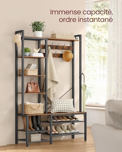 Porte-manteau d’entrée 4-en-1 avec banc VASAGLE