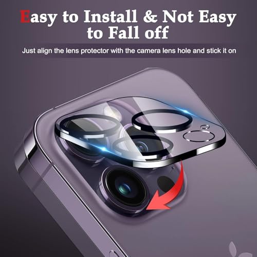 Image of Camera Lens Protector Compatible with iPhone 14 Pro Max (Pack of 3) | 9H Tempered Glass Camera Lens Guard | Scratch Resistant | HD Clear | Anti-Fingerprint | Easy Installation | Bubble Free