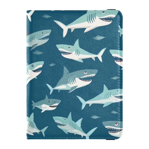 Custodia per passaporto per donne e uomini per da viaggio con blocco RFID senza cuciture squalo Seamless Shark Taglia unica Casual