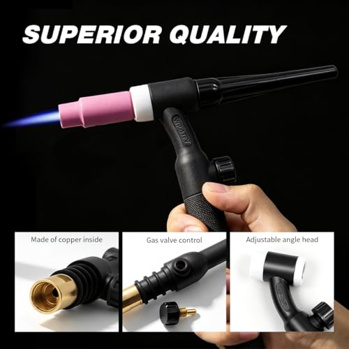 Image of WP-17FV TIG Welding Torch 17FV Flex Head Body with Gas Valve Air Cooled 150 Amps