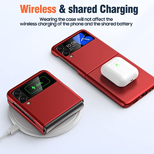 Vizvera For Samsung Galaxy Z Flip 4 Case, Shockproof Protection Anti-Scratch Phone Case For Galaxy Z Flip 4 5G (2022)- Red #TOP5
