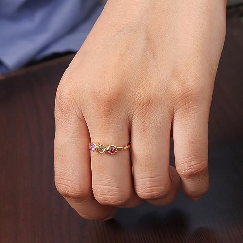 Bague tourmaline or jaune 18k et argent 925 trois pierres