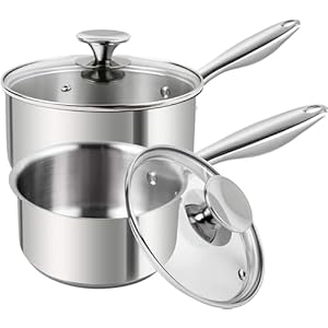 MICHELANGELO 2 Piece Stainless Steel Saucepan Set – 1Qt & 2Qt, Premium German Technology Sauce Pans, Induction Compatible 18/10 Stainless Steel