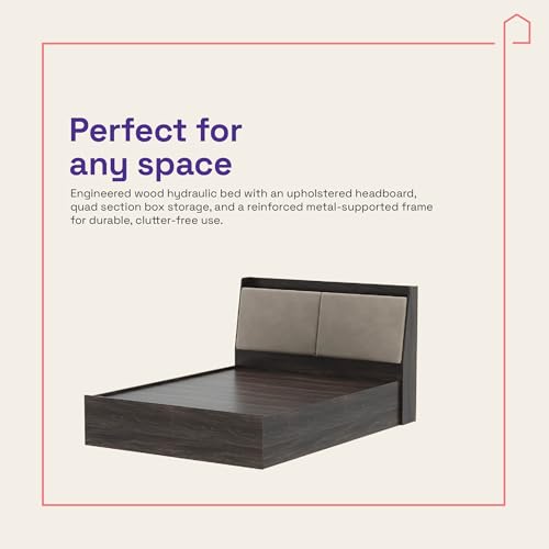 Image of Wakefit Bed | 3 Yr Warranty | Bed Queen Size, Hydraulic Storage & Foam-Cushioned Upholstery Headboard, Density: 680-750 kg /m, Termite & Borer Resistant, Fits Mattresses Up to 8 Inches(Mars78x60 - WM)
