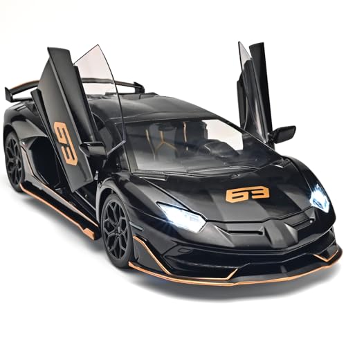 Carro de juguete a escala 1:18 con luz y sonido negro miniatura 1