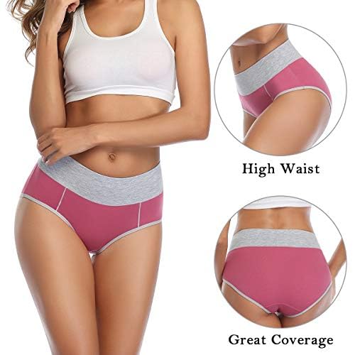 Image of wirarpa Women's Cotton Underwear High Waist Stretch Briefs Soft Underpants Ladies Full Coverage Panties 5 Pack