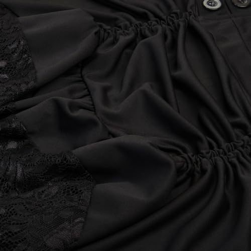 Gothic Skirt for Women Y2K Lace Trim Steampunk Renaissance Skirts High Waist Pirate Midi A-Line Skirt4