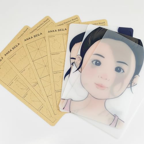 Anka Bella Reusable Face Paint Practice Board,7pcs Face Painting Practice Sheet with Various Patterns,One Stroke Excersize Template A4 Size