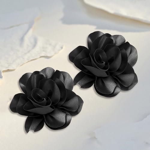 Image of 2Pack 6inch Extra Large Satin Brooches Lapel Pins Dainty Elegant Fabric Camellia Rose Flower Brooch Pin for Women Wedding Part Dance Clothes Accessories Jewelry
