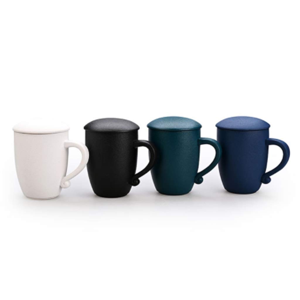 Kaffee-Becher Keramikbecher handgefertigt mit Deckel Einfache Kapazität Becher Kreative Große Kapazität Kaffeetasse Wiederverwendbare Reise Teetasse 350ml (Color : White)