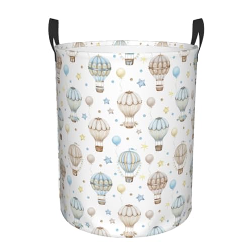 Image of Gbuzozie Watercolor Hot Air Balloon Round Laundry Hamper Storage Basket Toys Clothes Organizer Bin For Home Bathroom Bedroom Dorm Nursery, 38l