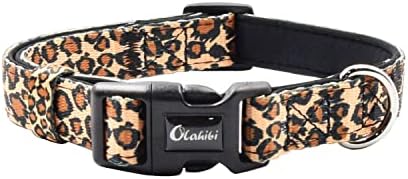 Olahibi Soft and Comfortable Neoprene Padded Nylon Basic Dog Collar Solid Color pattern for Medium Dogs(M, Orange Collar)