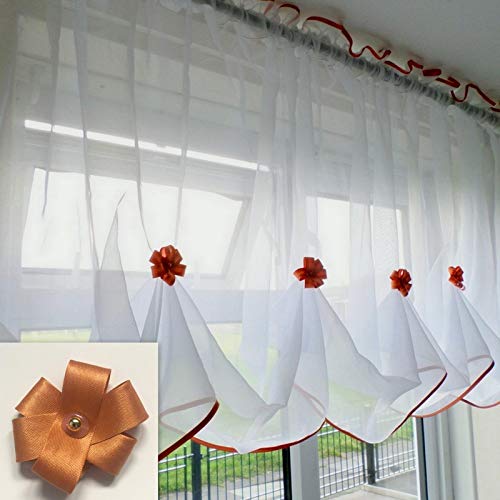 Katiesboutique ltd Beautiful White Voile Net Curtain Piping (55"x39", Ginger)