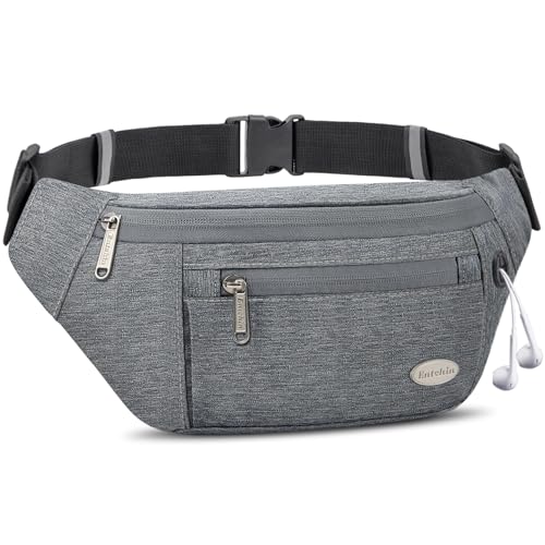 Entchin Fanny Pack for Women Men, Crossbody Bag with 4-Zipper Pockets, Large Capacity & Water Resistant Fashion Bum Bags for Hiking Running Travel Cycling