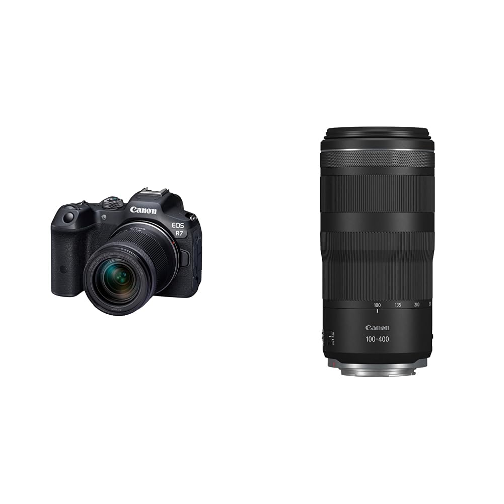 Canon EOS R7 Appareil Photo Hybride Format APS-C 32 Mpixels + Objectif Canon RF-S 18-150mm F3.5-6.3 is STM Noir & Objectif Noir RF 100-400mm F5.6-8 is USM