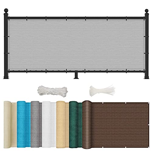 Biombo de privacidad para jardín, 115 x 650 cm, divisor para balcón y terraza, color gris, ideal para piscina y jardín, con lazos para una fácil instalación