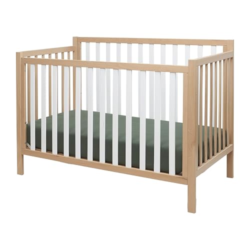 Sorelle Essex Euro 4-in-1 – Nursery Furniture Set, Wooden Baby Crib with Non-Toxic Finish, Integrated, Toddler, Daybed, and Full-Size Bed Conversion Kit – White Natural