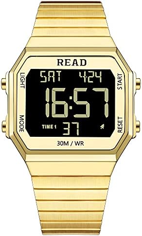 Men's Digital Sports Watch, Waterproof 30 Meters, Dual time Zone Alarm, Stopwatch, Luminous, Day of the Week, Calendar, 12/24-hour Format