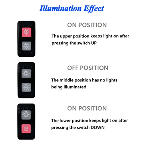 Image of Waterproof UTV Rocker Switch Red Led 7 PIN ON-Off-ON DPDT Toggle Switch for Automotive Marine Boat Jeep Can Am Commander RZR Console Switch Replacement 12V 24V IP66