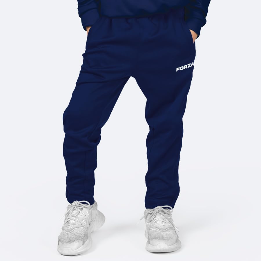 FORZA Kids/Youth Full-Zip Tracksuit Set Ages 5-14 – Sweat-Wicking Quick-Dry Polyester Sportswear, Black or Navy